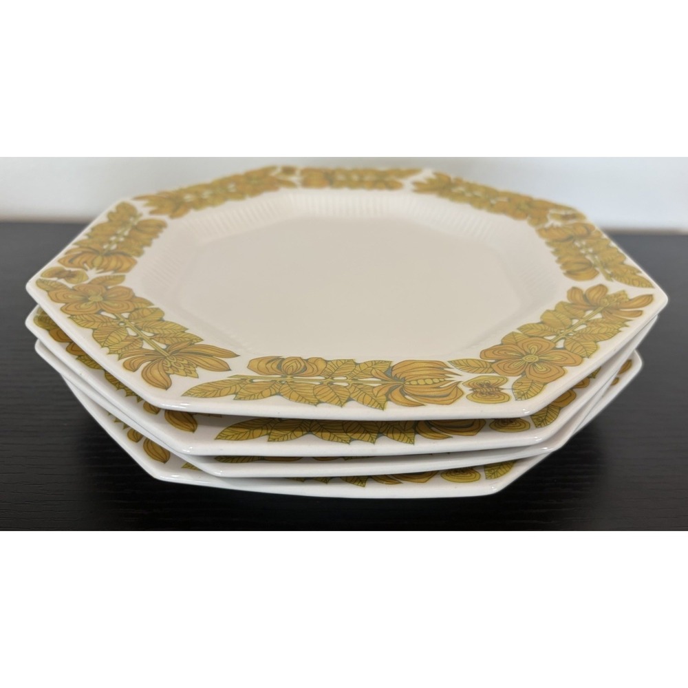 Vintage Set of 4 Yellow Bouquet Dinner Plates Independence Ironstone Japan 11" - Picture 3 of 16